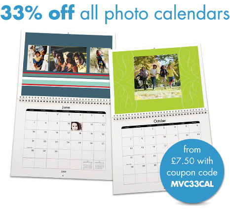 33% off all photo calendars - from &pound;9.99 with coupon code 33SNAPFISH