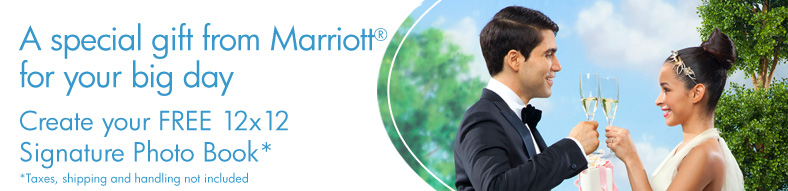 A special gift from Marriott® for your big day - Create your FREE 12x12 Signature Photo Book* - *Taxes, shipping and handling not included