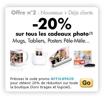-20% sur tous les cadeaux photo